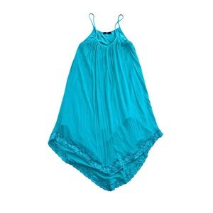 Turquoise Small Beach Tank Surf Dress by Lolly High Low Dress Super Stretchy